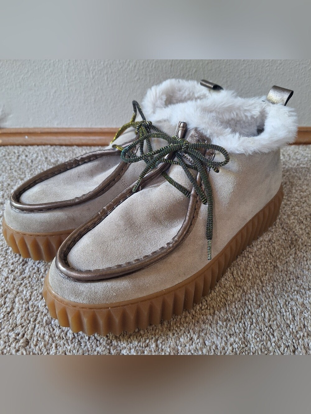 Voile Blanche Penelope Chukka Boots Lace Up Boho Fur Platform EU 39 US 8